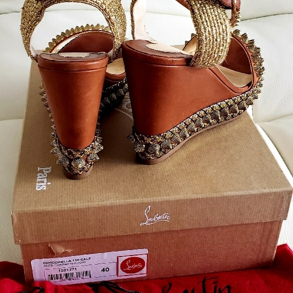 Authentic Christian Louboutin Brown Studded Women's Sandals - Picture 4 of 8
